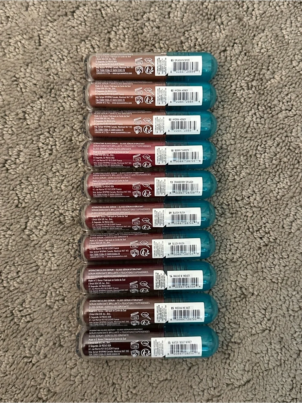 BRAND NEW NYX Lip I.V. Hydrating Gloss Serum Stain 10-Piece Lot